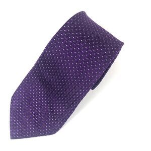 Michael Strahan Collection Purple Woven 100% Silk Tie Polka Dot Pattern Men's
